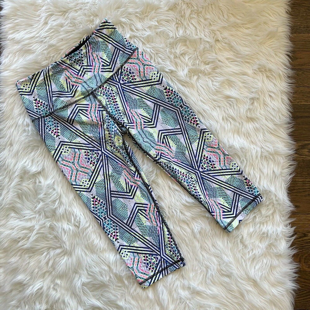 VSX Victorias Secret Sport Knockout Crop Neon Abstract Geometric Print Sz Small